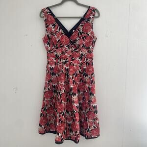 Robbie Bee Dress 6 Fit Flare Floral Swing Tank V-Neck Rockabilly Sundress